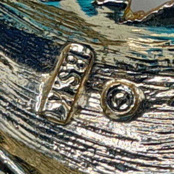 BSK Vintage Turquoise Bead Glass Pearl Brooch, Designer Brooch, 1960s - Picture 5 of 11